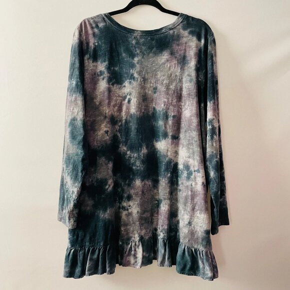 Logo By Lori Goldstein Womens Multicolor Tie Dye Ruffle Hem Top Size 3X Lot Of 2 - Picture 4 of 11
